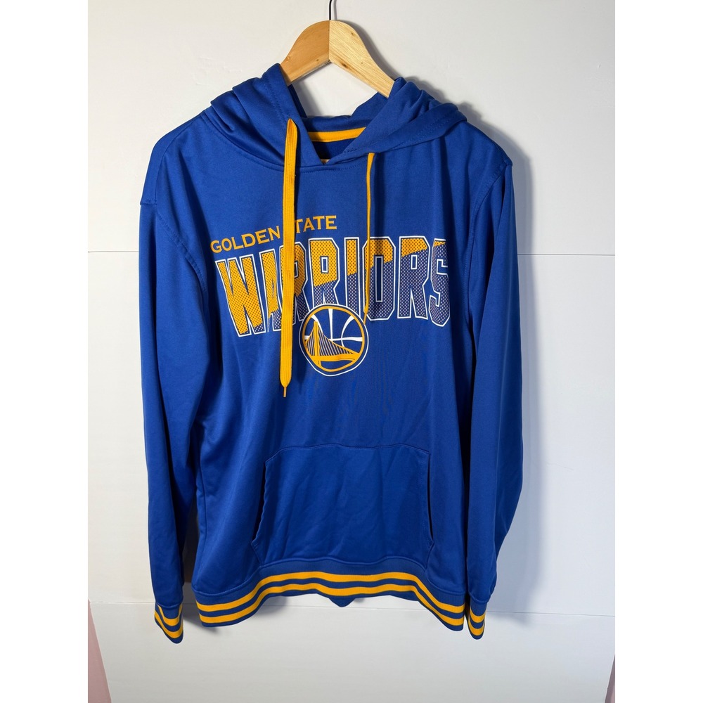 NBA Golden State Warriors Hoodie Mens Large Blue Yellow Graphic Sweatshirt UNK